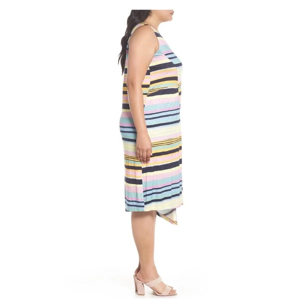 Rachel Rachel Roy April Navy Combo Striped Hem Tie Dress Sz.1X NWT - Picture 2 of 16